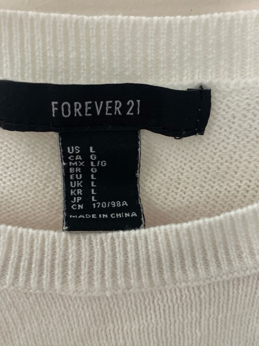 Forever 21 Cream Crewneck Ribbed Sweater
